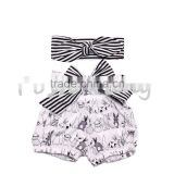 Wholesale baby clothes 100% cotton baby bubble rompers with headband in summer