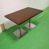 Quality Modern Rectangular Restaurant Table With Solid Wood Table Top in Walnut thumbnail-2