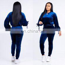 Wholesale Customized Women's Suits European and American Women's Long-sleeved T-shirt Tight Trousers Casual Suit thumbnail-4