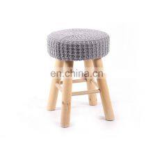 Wholesale 2019 Hot Sale New Design Grey Fur Wood Leg Crochet Bar Leisure Modern Stool Chair For Rest thumbnail-1