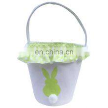 Wholesale 2022 Easter Decoration Gift Toy Bunny Bucket Lovely 100% Canvas Kids Easter Egg Basket With Rabbit Tail And Ears