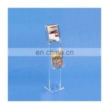 Acrylic Advertising Sign Floor Stand Brochure Holder With Pockets