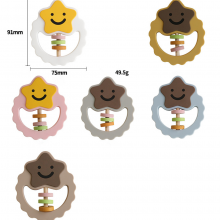 Star Silicone Baby Teether Food Grade Silicone Teething Ring Baby Teething Pendant thumbnail-3