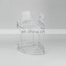 Hot Sales Adhesive Corner Shower Caddy Two Tier Iron Wire Rack in Bathroom thumbnail-2