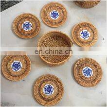 Handmade Set 6 Rattan Coasters Mix Ceramic thumbnail-4