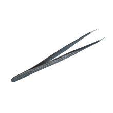 Black Anti-static Tweezers Pointed Elbow Straight Stainless Steel Tweezers Sewing Clip Thread Repair Tool Clamp With Texture ESD-12 Tweezers thumbnail-2