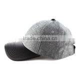 Grey Trucker Hats for Men With Black Leather Curved Visor thumbnail-4