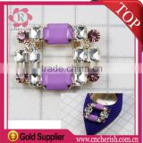 Hot sale rhinestones/acrylic/glass moveable shoes clips square shape for lady