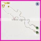 Best Sell Green Color cz Crystal Earrings Silver Long Chain Emerald Threader Earrings thumbnail-2