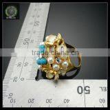 Gold Pearl Ring Designs for Women, 18k Gold Green Pearl Ring thumbnail-2