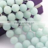 2.0mm Large Hole Hot Selling Round Matte Aqua Color Dyed Quartz #M15 Gemstone Loose Beads Approximate 15.5 Inch