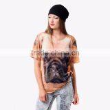 Top Selling Low MOQ Custom Wholesale Fashion Plus Size Pug Printed T-shirt for Ladies Fashion Wear Quality Choice thumbnail-3