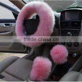 2016 Toyota Car Styling Winter Red Black Pink Long Wool Plush Steering Wheel Cover Woolen Car Accessory Steering-wheel thumbnail-1