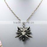 Hot Sale Game Retro Jewelry The Witcher 3 Wolf Head Pendant Necklace thumbnail-1