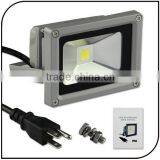 Waterproof IP66 White Led Floodlight 10w With Ground Plug for Backyard 10W LED Floodlight With Screw Kit