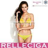 RELLECIGA 2016 Marianne Collection -Yellow Blooming Flower Triangle Top Bikini Set With Moderate Push-up Molded Cups