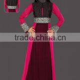 Turkey and Pakistan Style Party Wear Latest High Collar Slim Fitting Abaya Gowns and Jalabiya Collection. thumbnail-1