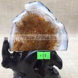 Natural Rock Brazil Topaz Crystal Citrine Cluster Decor Home