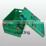 High Quality Handle Foldable Large Plastic Moving Crateslid