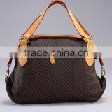 PVC Triped Material Top Zip Satchel Tote Bag Luxuries Detail Handbag thumbnail-2