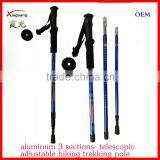 Aluminum 3 Sections Telescopic Adjustable Hiking Trekking Pole Nordic Walking Stick thumbnail-1
