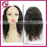 Fashion woman beautiful unprocessed virgin indian hair front lace wig100% human hair indian u-part wig