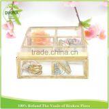 Diamond Jewelry Container Holder >> Vintage Brass & Glass Curio Display Trinket Case Engraved Flowers Tabletop Decor Music Box thumbnail-3