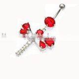 Red Dragonfly Zircon Navel Belly Ring Body Piercing Jewelry