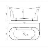 Sunzoom China Supplier Tender Low Cost Bathtub70inch Curved Bathtub Black thumbnail-5