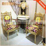 French Louis XV Luxury 18/24K Gold Plated Brass Armchair/ Gilt Royal Throne Armchair For Living Room thumbnail-1