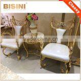 Luxury Italy Baroque Collection Brass 18K/24K Gilded Armchair/ Louis XV Royal Golden Decorative Side Chair, MOQ 1 PC thumbnail-6