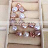 Colored 7-8 mm Baroque Freshwater Pearl Bracelet With Rose Gold thumbnail-6