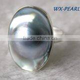 Fashion Jewelry Pearl Ring Silver Golden Ring thumbnail-3