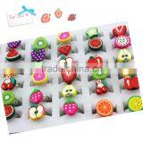 Kids Rings Cute Mixed Styles Fruit Clay Figure Ring Polymer Clay Children Rings