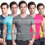 Men's Slim Fashion V-neck Short Sleeve Plain T-shirt in Nanchang thumbnail-1