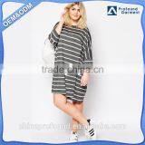 New Design Loose Plus Size Black White Stripe Dress Women Long Sleeve thumbnail-1