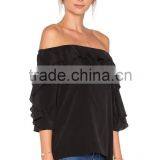Summer Women Black off Shoulder Design Blouse 2016 thumbnail-2