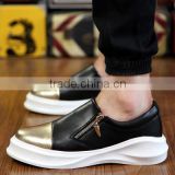 2015 new style fashion leather casual shoes men best quality made in china, hot sell adults casual leather shoes fashion zipper