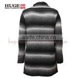 Turn Down Collar And Long Sleeves Striped Cardigan Sweater thumbnail-2