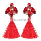 Fashion Rhinestone Gems With Long Colorful Tassel Alloy Earrings for Women thumbnail-3