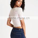 MGOO Top Quality Scoop Neck Blank Front Button Tops Sexy Women Fitness Ribbed Knitted Tank Top thumbnail-4