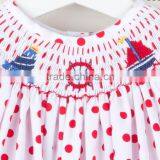 Child Fancy Wears Summer Sleeveless Children Frocks Designs Baby Girl Red Polka Dots Smocked Dress for Kids Clothing thumbnail-3