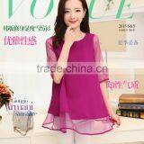 Wholesale Chiffon Shirt Blouse for Women Korea Style Plus Size Loose Casual Shirt for Fat Girls O Neck Chiffon Blouse Shirt thumbnail-2