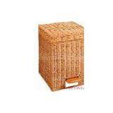 hand-rattan woven quadrate trash can