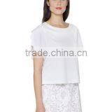Oem Womens Chiffon Blank T-Shirts Wholesale Short Sleeve Fashion O Neck White T Shirts thumbnail-3