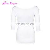 Big Discount White Bamboo Undershirts Three Quarter Sleeve Guangzhou Factory Plain White Tshirt thumbnail-4
