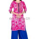Beautiful 100% Cotton Embroidered Printed Round Neck Kurti for Woman thumbnail-1