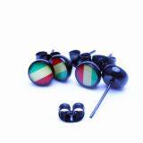 Factory Direct Sale Foreign Trade Ornament Stainless Steel Dripping Oil Ear Nail Titanium Steel Human Body Puncture Butterfly Button Earrings Wholesale thumbnail-2