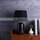European New Design Relief Decorative Hotel Home Table Decor Modern Black Ceramic Lamps for Study