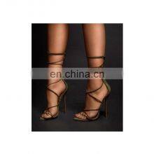 Women Shoes New Design Attractive Green Color Lace up High Heel Women's Sandals thumbnail-1